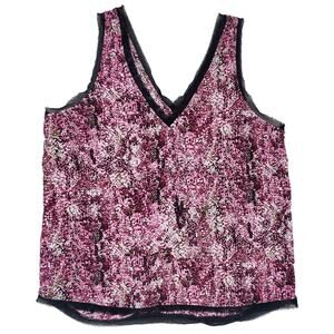 Halogen Women’s Tank Top Raw Edge Pink Pebbles Size M Medium
